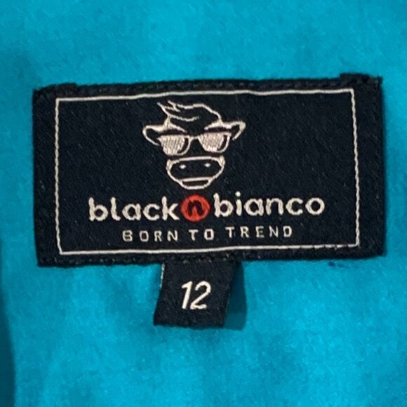 Black-N-Bianco Cotton Blend Button Down Dress Shirt Boys Sz 12 Blue #96i - Picture 6 of 8